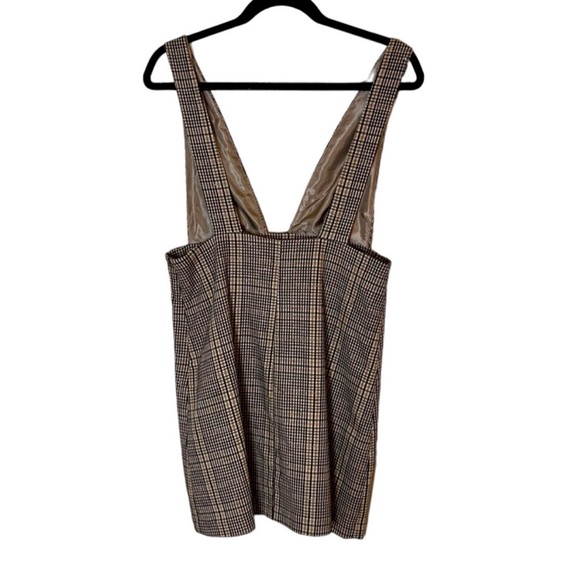 Zara Tan Plaid Academia Pinafore Mini Dress - Picture 3 of 5